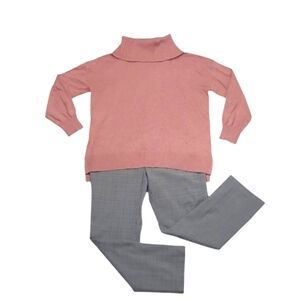 Loft Folded Turtle Neck Sweater Ribbed Trim Pullover Cardigan Oversized Cozy Y2K